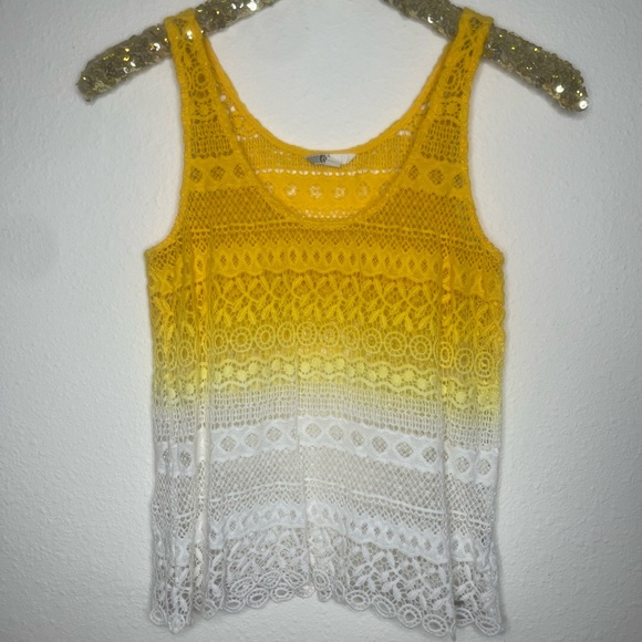 Volcom Yellow Ombré Crochet Tank Top XS - Picture 2 of 5